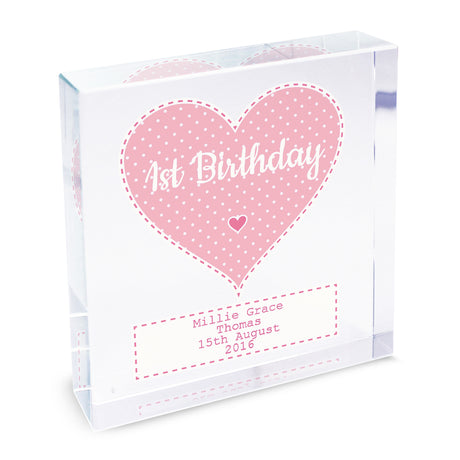 Personalised Stitch & Dot Baby Girl Crystal Token - Crystal Tokens at Gift Moments