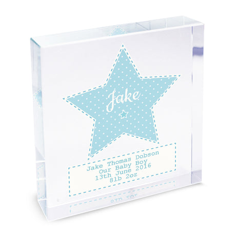 Personalised Stitch & Dot Baby Boy Crystal Token - Crystal Tokens at Gift Moments