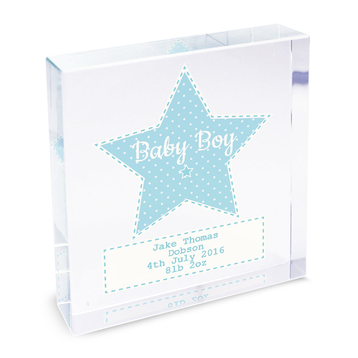 Personalised Stitch & Dot Baby Boy Crystal Token - Crystal Tokens at Gift Moments