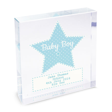 Personalised Stitch & Dot Baby Boy Crystal Token - Crystal Tokens at Gift Moments