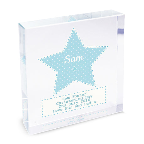 Personalised Stitch & Dot Baby Boy Crystal Token - Crystal Tokens at Gift Moments