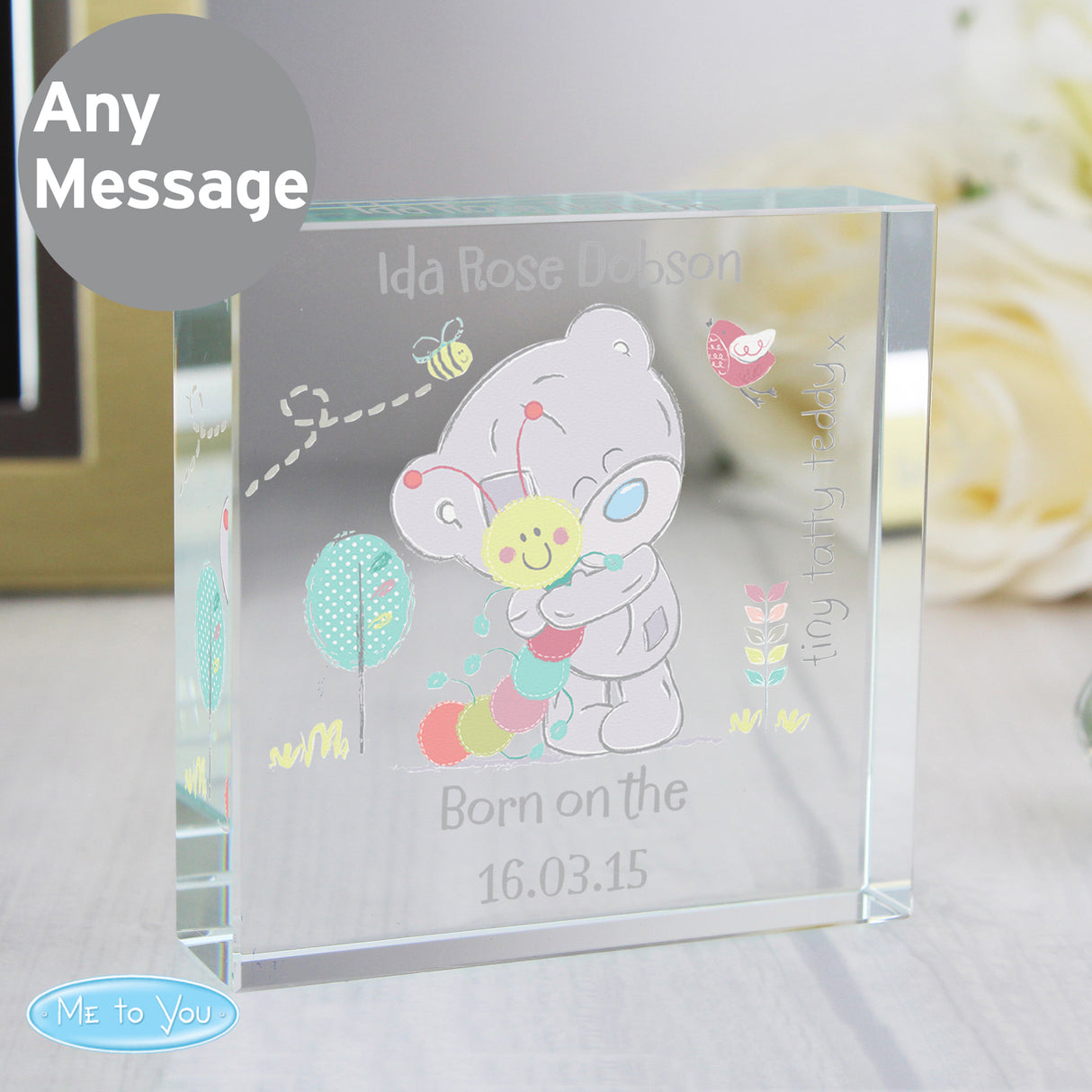 Personalised Tiny Tatty Teddy Cuddle Bug Crystal Token Default Title - Crystal Tokens at Gift Moments