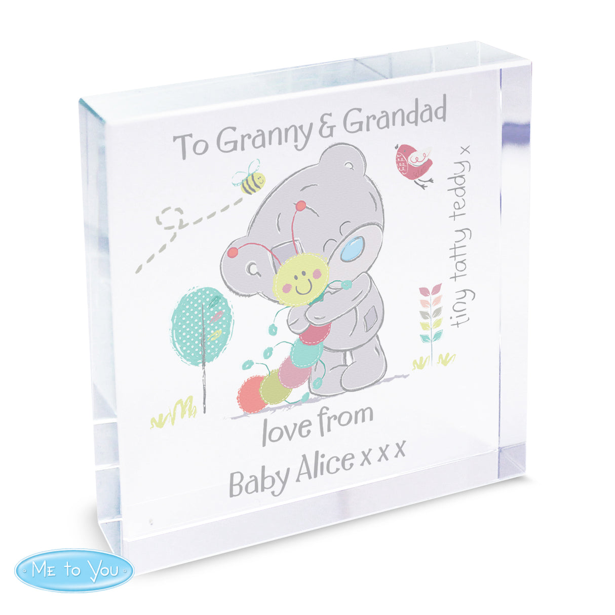 Personalised Tiny Tatty Teddy Cuddle Bug Crystal Token - Crystal Tokens at Gift Moments