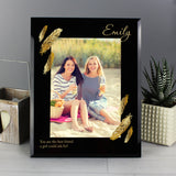 Personalised Golden Feather Black Glass Frame: 1 - Photo Frames By Gift Moments