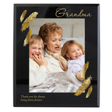 Personalised Golden Feather Black Glass Frame: 2 - Photo Frames By Gift Moments