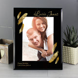 Personalised Golden Feather Black Glass Frame: 4 - Photo Frames By Gift Moments