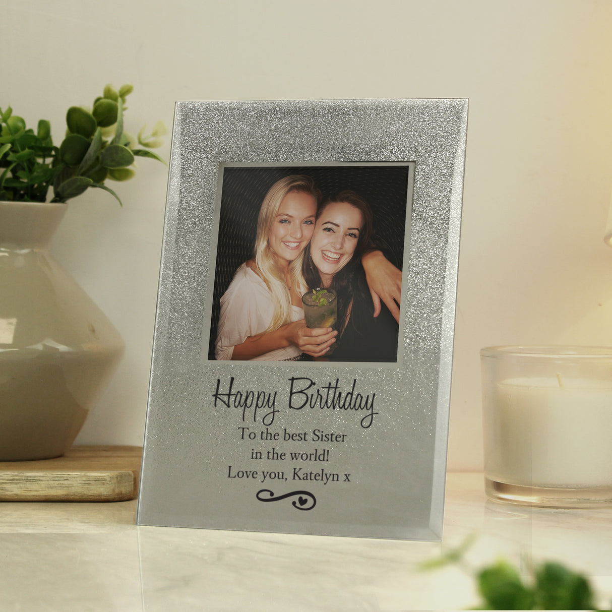 Personalised Glitter Glass Photo Frame: 2 - Photo Frames By Gift Moments