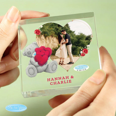 Personalised Me To You Heart Photo Upload Glass Token - Crystal Tokens at Gift Moments