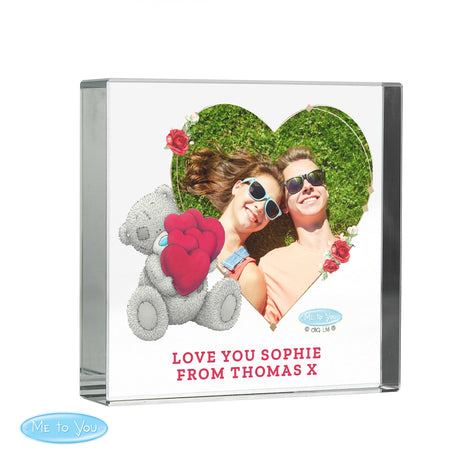 Personalised Me To You Heart Photo Upload Glass Token - Crystal Tokens at Gift Moments