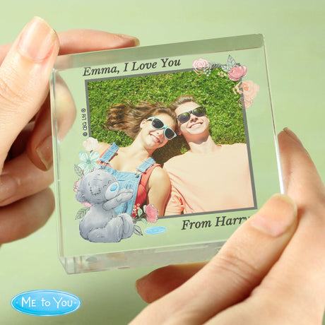 Personalised Me To You Floral Photo Upload Crystal Token - Crystal Tokens at Gift Moments