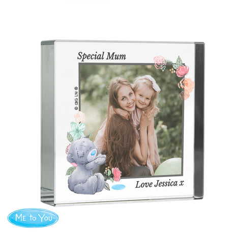 Personalised Me To You Floral Photo Upload Crystal Token - Crystal Tokens at Gift Moments