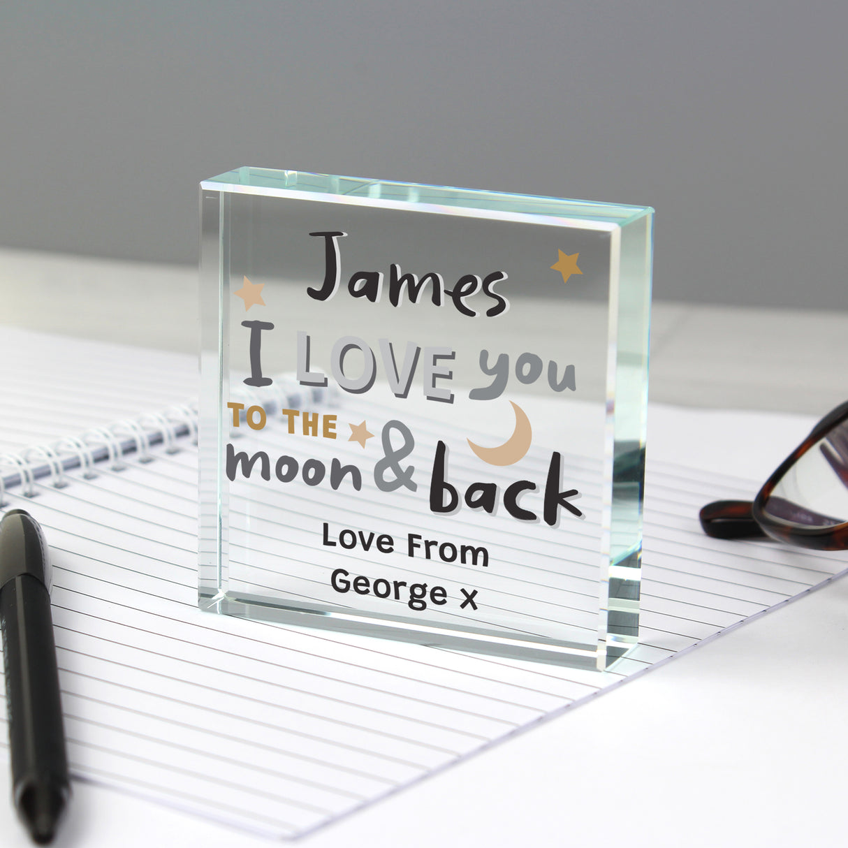 Personalised To the Moon and Back Crystal Token - Crystal Tokens at Gift Moments