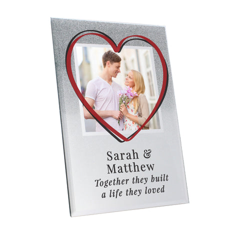 Personalised Heart 4x4 Glitter Glass Photo Frame - Photo Frames at Gift Moments