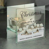 Personalised Christmas Village Glass Tea Light Candle Holder - Candle Holders at Gift Moments