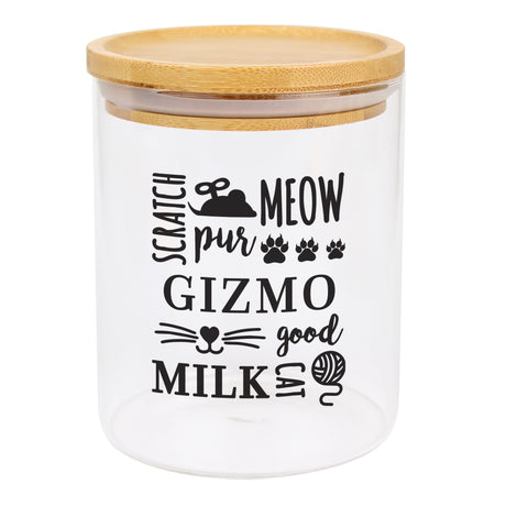 Personalised Glass Cat Treat Jar with Bamboo Lid - Pet Products at Gift Moments