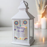 Personalised Diwali White Lantern with Flickering Flame: 4 - LED Lighting By Gift Moments