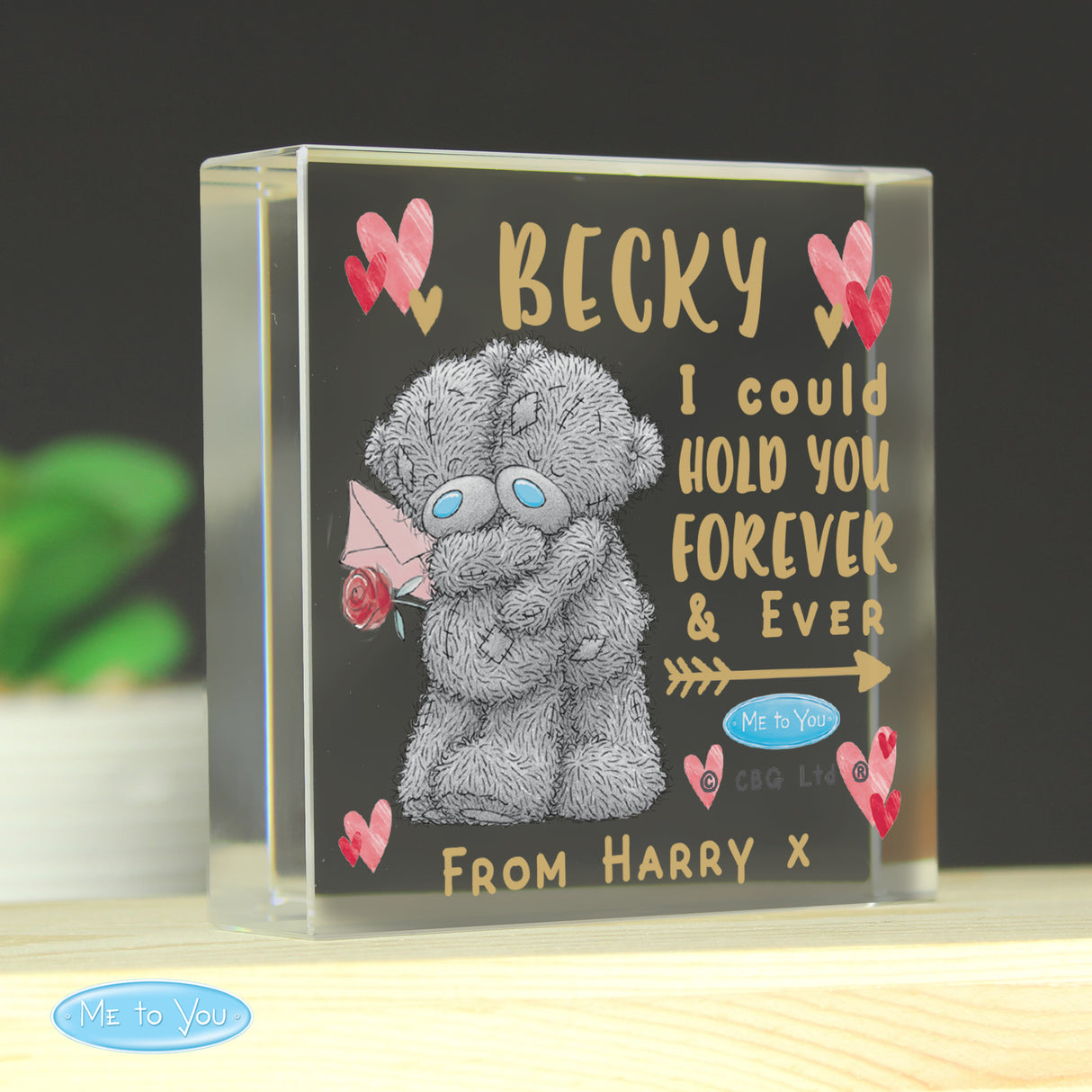 Personalised Me To You Hold You Forever Crystal Token - Crystal Tokens at Gift Moments