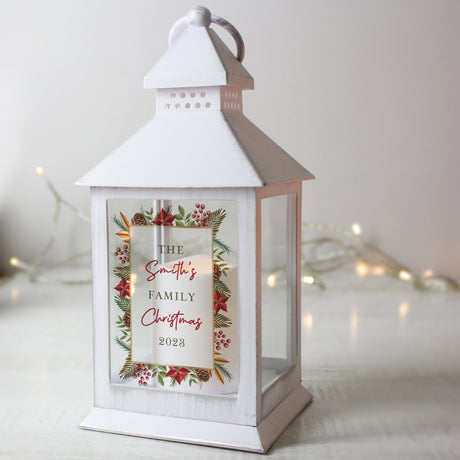 Personalised Christmas White LED Lantern - LED Lighting at Gift Moments