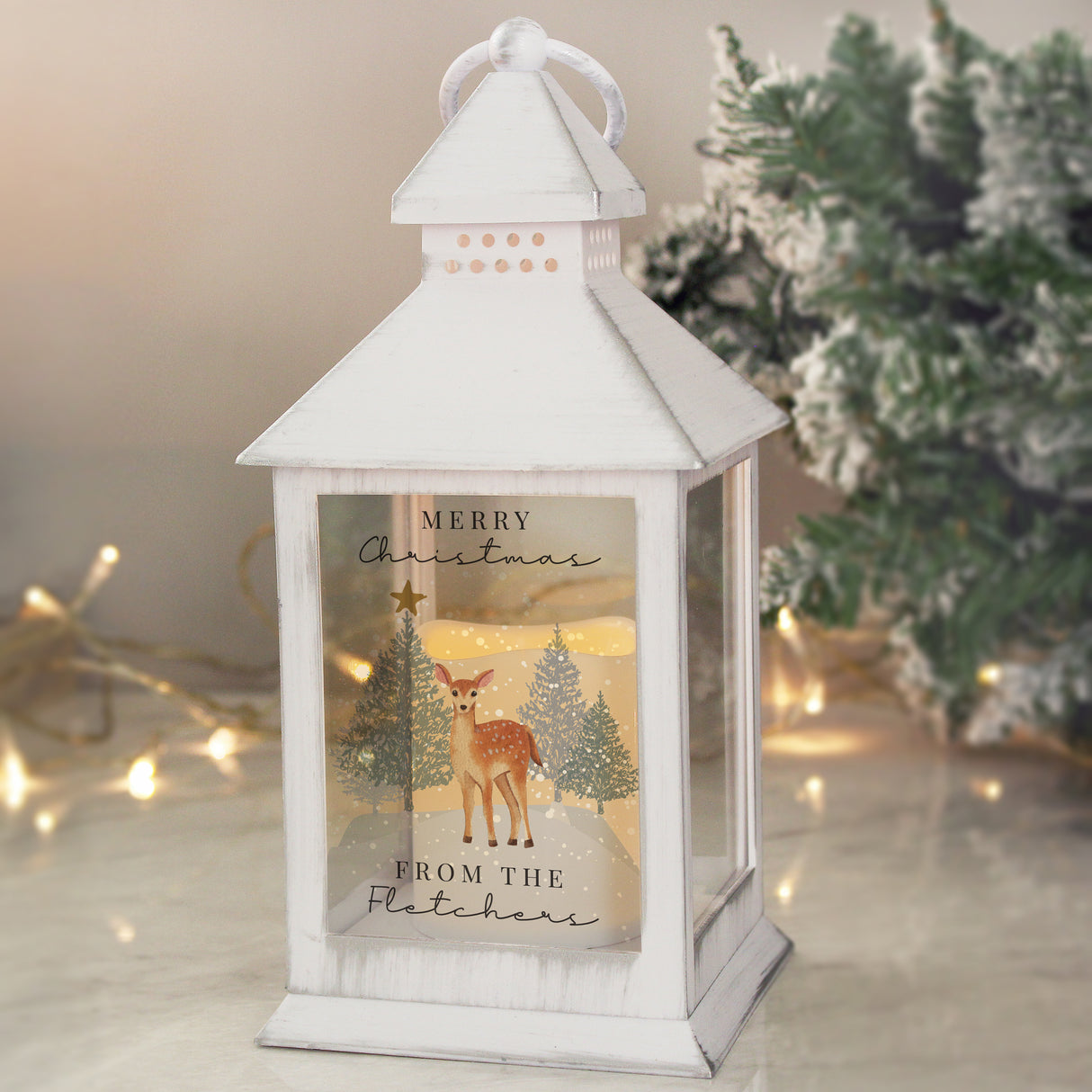 Personalised Christmas Deer LED Lantern - LED Lighting at Gift Moments