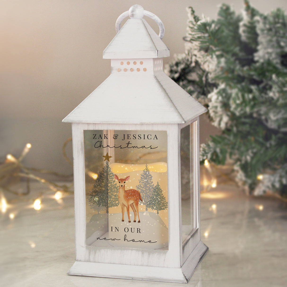 Personalised Christmas Deer LED Lantern - LED Lighting at Gift Moments