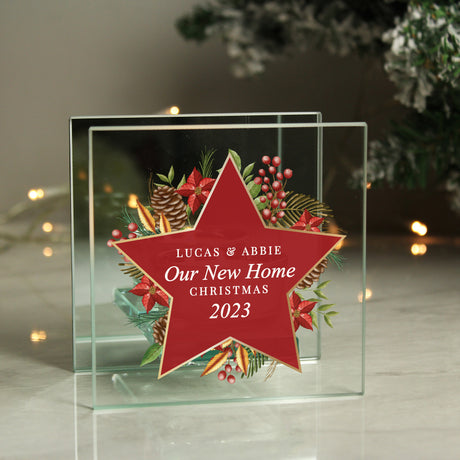 Personalised Christmas Glass Tea Light Candle Holder - Candle Holders at Gift Moments