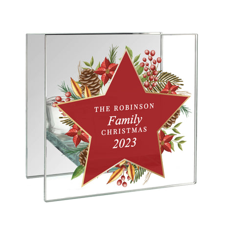 Personalised Christmas Glass Tea Light Candle Holder - Candle Holders at Gift Moments