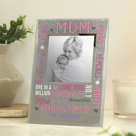 Personalised Mum Glitter Photo Frame 4x6: 1 - Photo Frames By Gift Moments