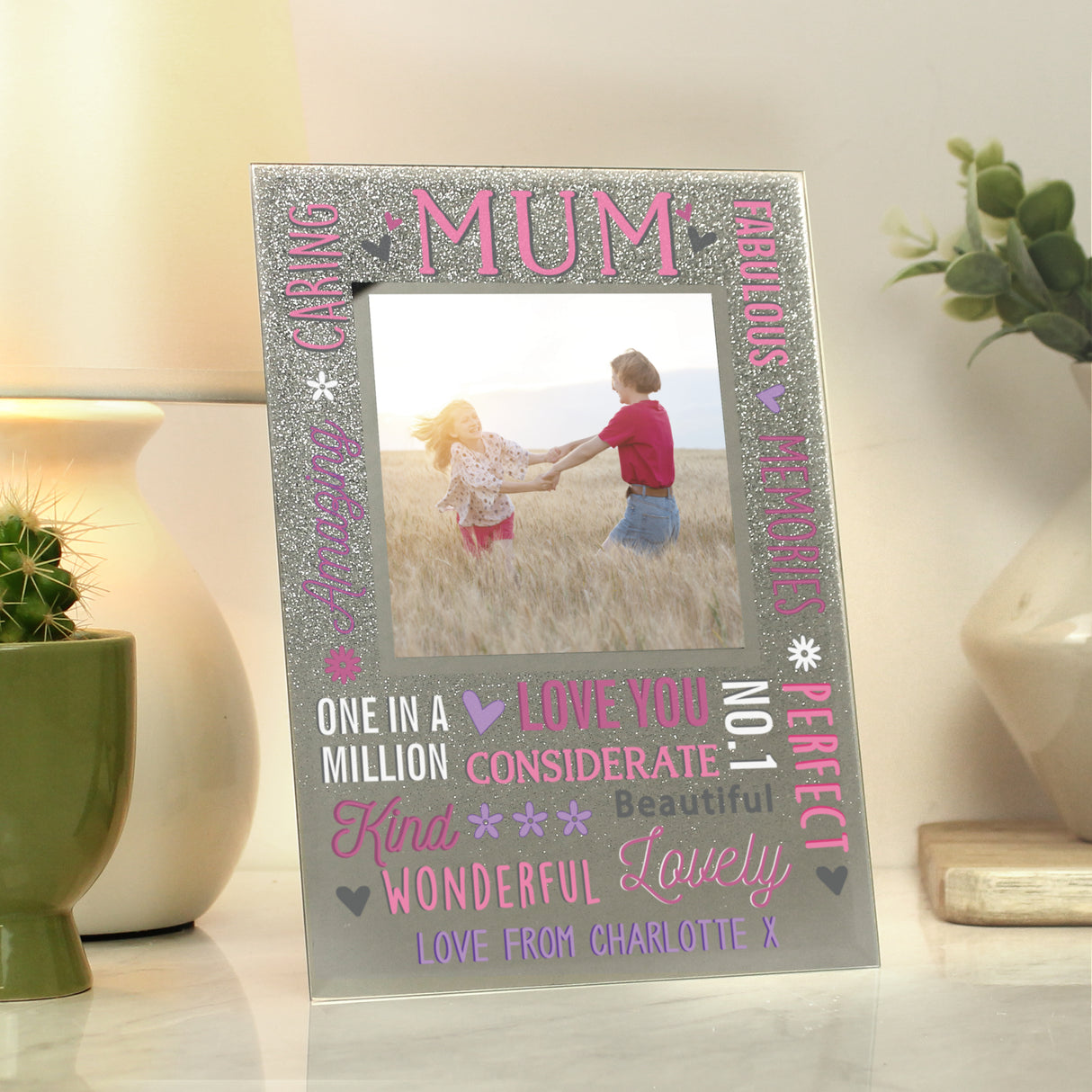 Personalised Mum Glitter Photo Frame 4x6: 2 - Photo Frames By Gift Moments