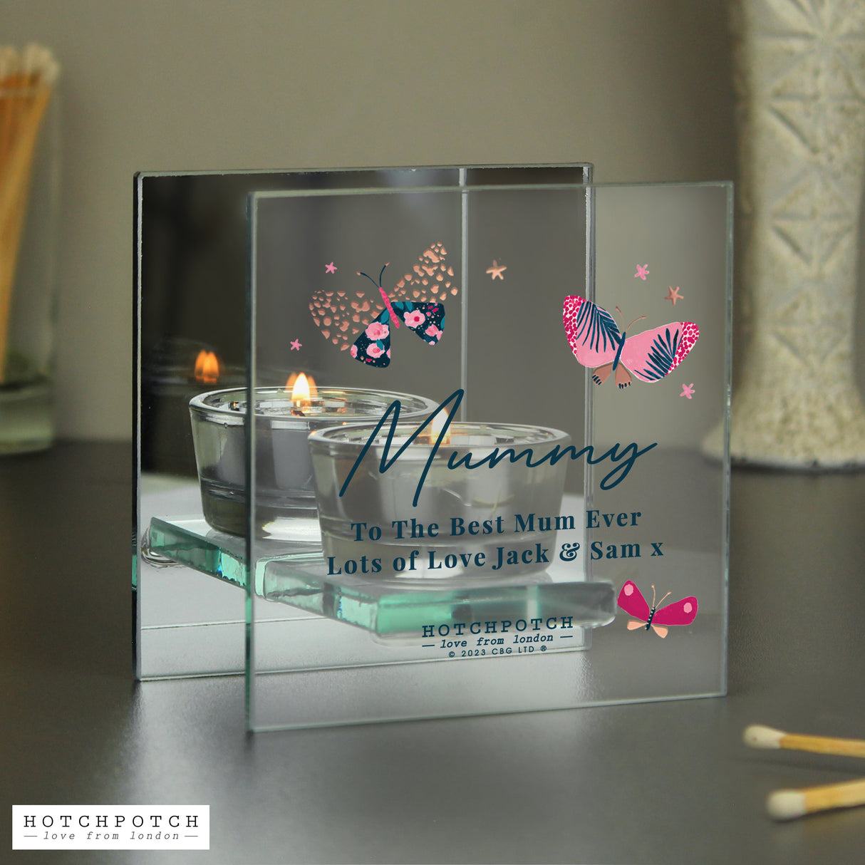 Personalised Hotchpotch Butterfly Mirrored Tealight Holder Default Title - Candle Holders at Gift Moments