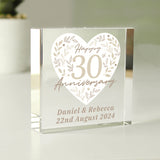 Personalised 30th Pearl Wedding Anniversary Crystal Token Default Title - Crystal Tokens at Gift Moments