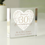 Personalised 30th Pearl Wedding Anniversary Crystal Token - Crystal Tokens at Gift Moments