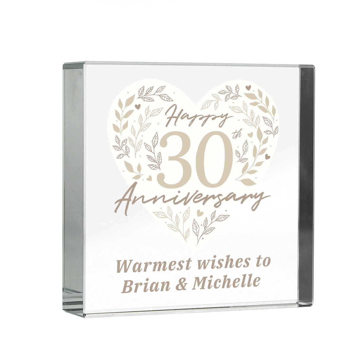 Personalised 30th Pearl Wedding Anniversary Crystal Token - Crystal Tokens at Gift Moments