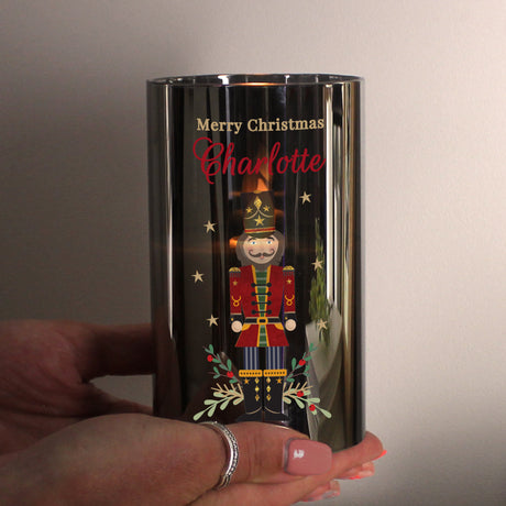 Personalised Christmas Nutcracker Smoked LED Candle - LED Lighting at Gift Moments