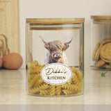 Personalised Highland Cow Glass Storage Jar - Storage at Gift Moments