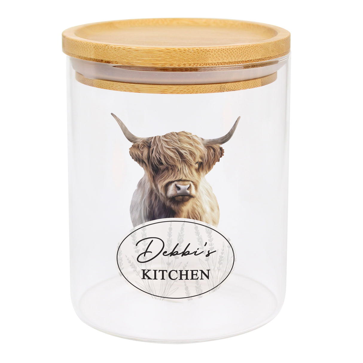 Personalised Highland Cow Glass Storage Jar - Storage at Gift Moments