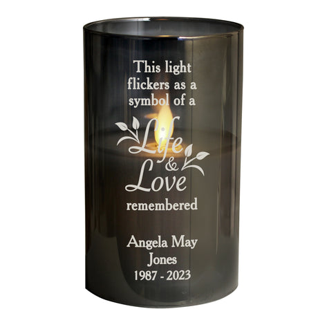 Personalised Life & Love Memorial Smoked LED Candle - LED Lighting at Gift Moments