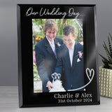 Personalised Heart Black Glass Photo Frame: 3 - Photo Frames By Gift Moments