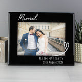 Personalised Heart Black Glass Photo Frame 5x7: 2 - Photo Frames By Gift Moments