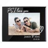 Personalised Heart Black Glass Photo Frame 5x7: 5 - Photo Frames By Gift Moments