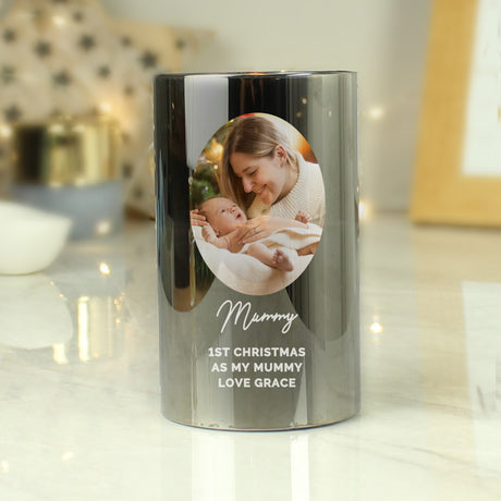 Personalised Photo Upload Smoked Glass LED Candle - LED Lighting at Gift Moments