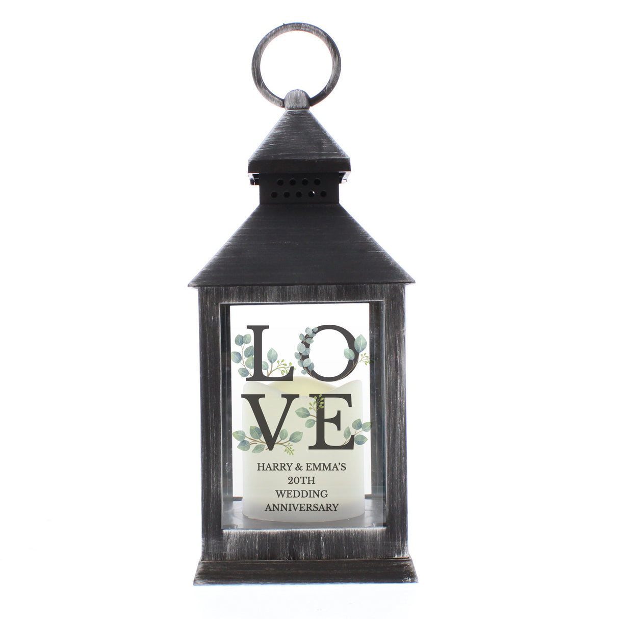 Personalised LOVE LED Black Lantern - LED Lighting at Gift Moments