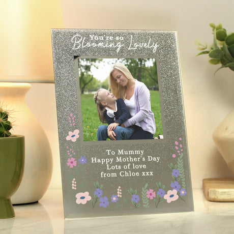 Personalised Blooming Lovely Glitter Photo Frame: 3 - Photo Frames By Gift Moments