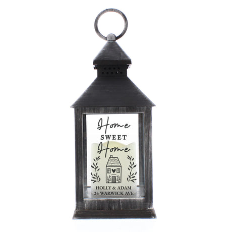 Personalised Home Sweet Home Black Lantern - LED Lighting at Gift Moments