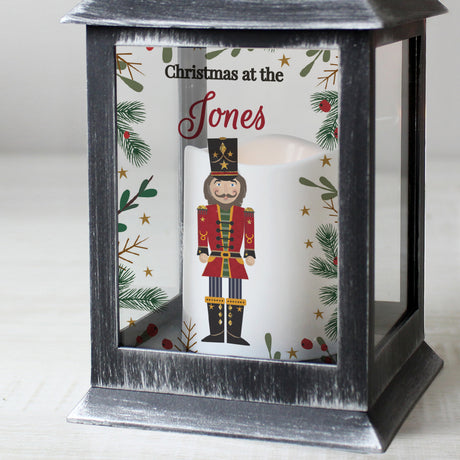 Personalised Christmas Nutcracker Black Lantern - LED Lighting at Gift Moments