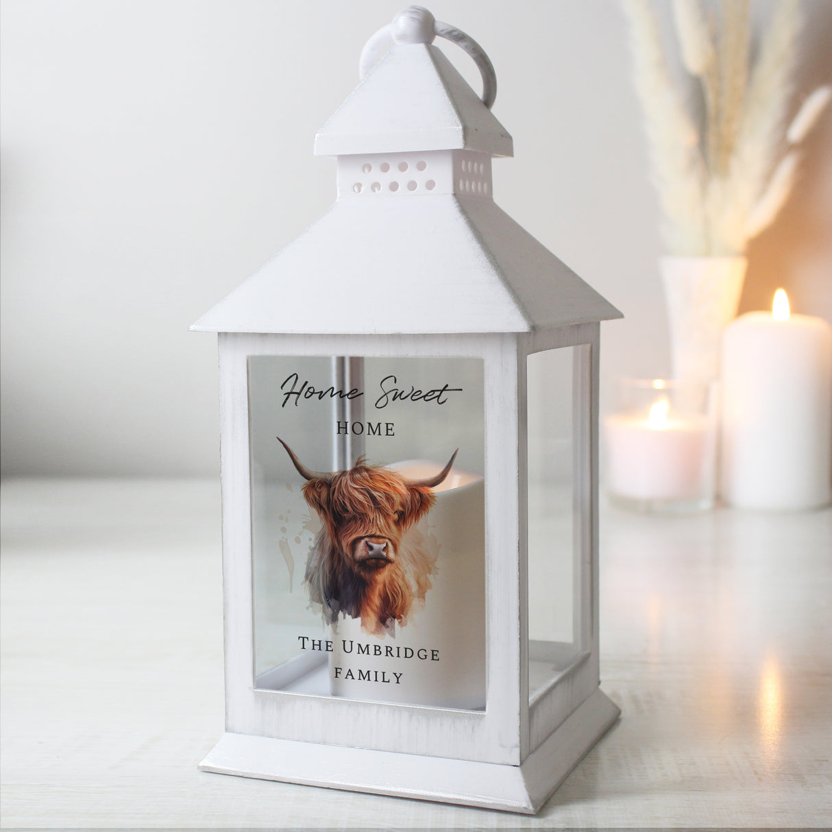 Personalised Highland Cow LED Lantern - LED Lighting at Gift Moments