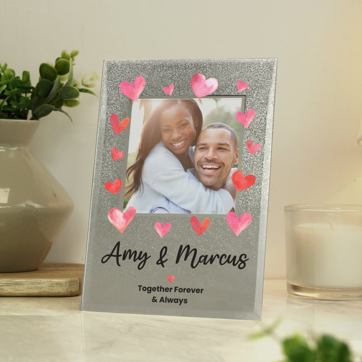 Personalised Love Hearts Glitter Photo Frame: 4 - Photo Frames By Gift Moments