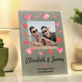 Personalised Love Hearts Glitter Photo Frame: 3 - Photo Frames By Gift Moments