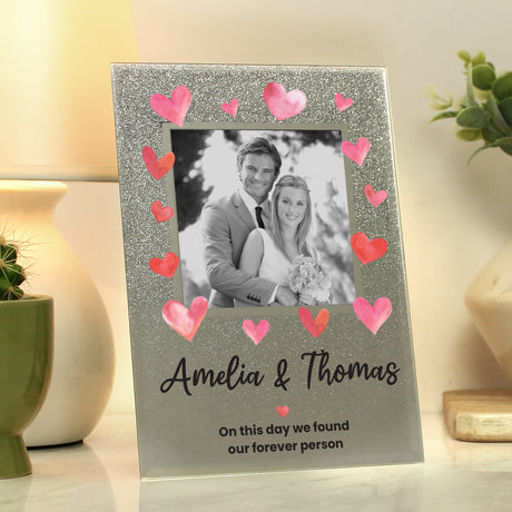 Personalised Love Hearts Glitter Photo Frame: 1 - Photo Frames By Gift Moments