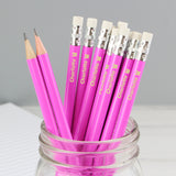 Personalised Butterfly Motif Pink Pencils - Custom Name Set of 12 Default Title - Pens & Pencils at Gift Moments