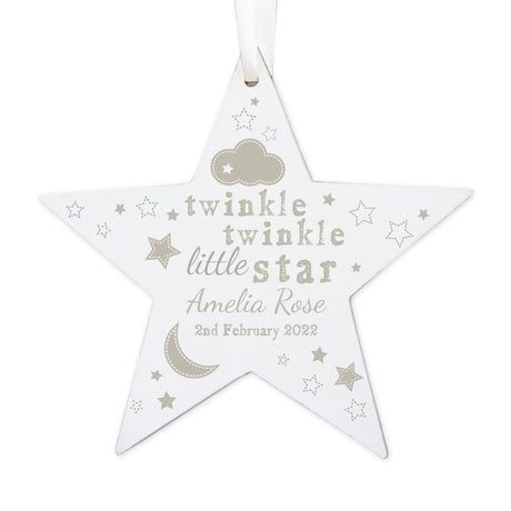 Personalised Twinkle Twinkle Wooden Star Decoration - Decorations at Gift Moments